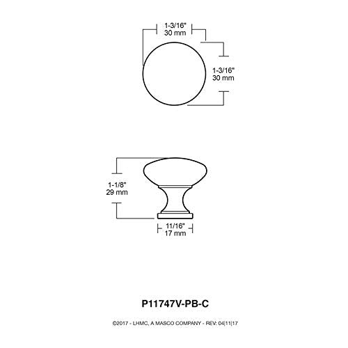 Builder�s Program Series, Zinc Die Cast Hollow Knobs 1-1/4" Dia., Dark Oil Rubbed Bronze Finish