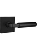Square Rosette Door Set with Hercules Levers Right Hand Privacy in Matte Black