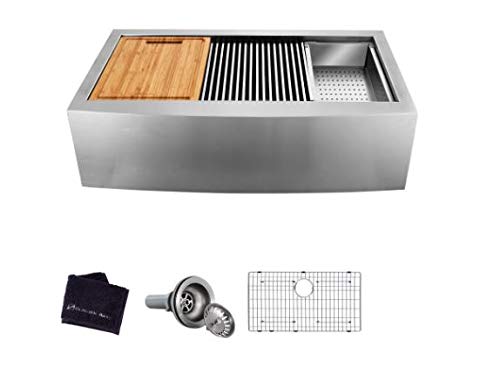 All-in-One Apron-Front Farmhouse Stainless Steel 30 in. Single Bowl Workstation Sink with Accessory Kit