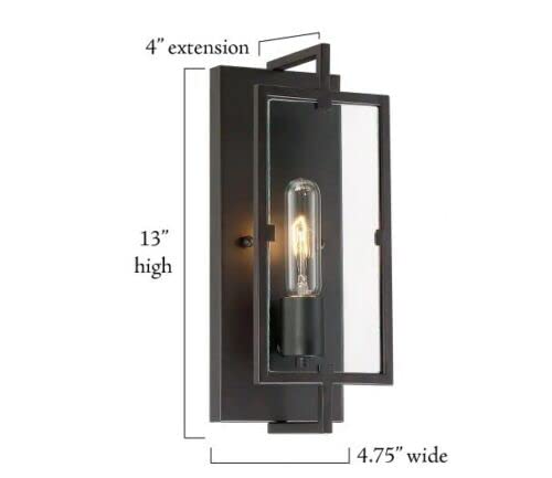 Home Decorators Kenton 1 Light Matte Black Indoor Wall Sconce