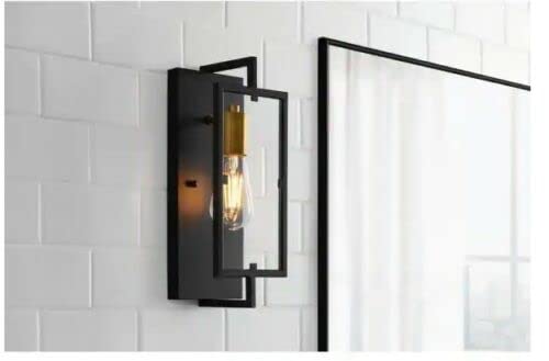 Home Decorators Kenton 1 Light Matte Black Indoor Wall Sconce