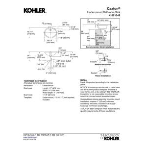 KOHLER K-2210-G-0 Caxton Undercounter Bathroom Sink, White