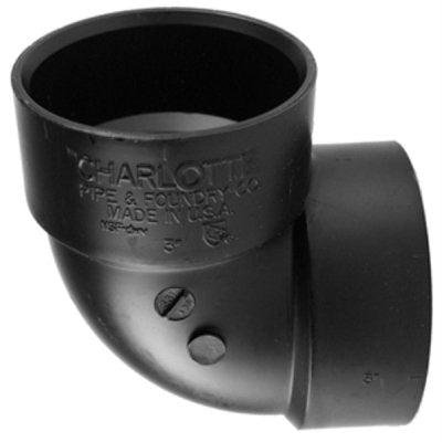 Charlotte Pipe Schedule 40 3 in. Hub x 3 in. Dia. Hub ABS Elbow