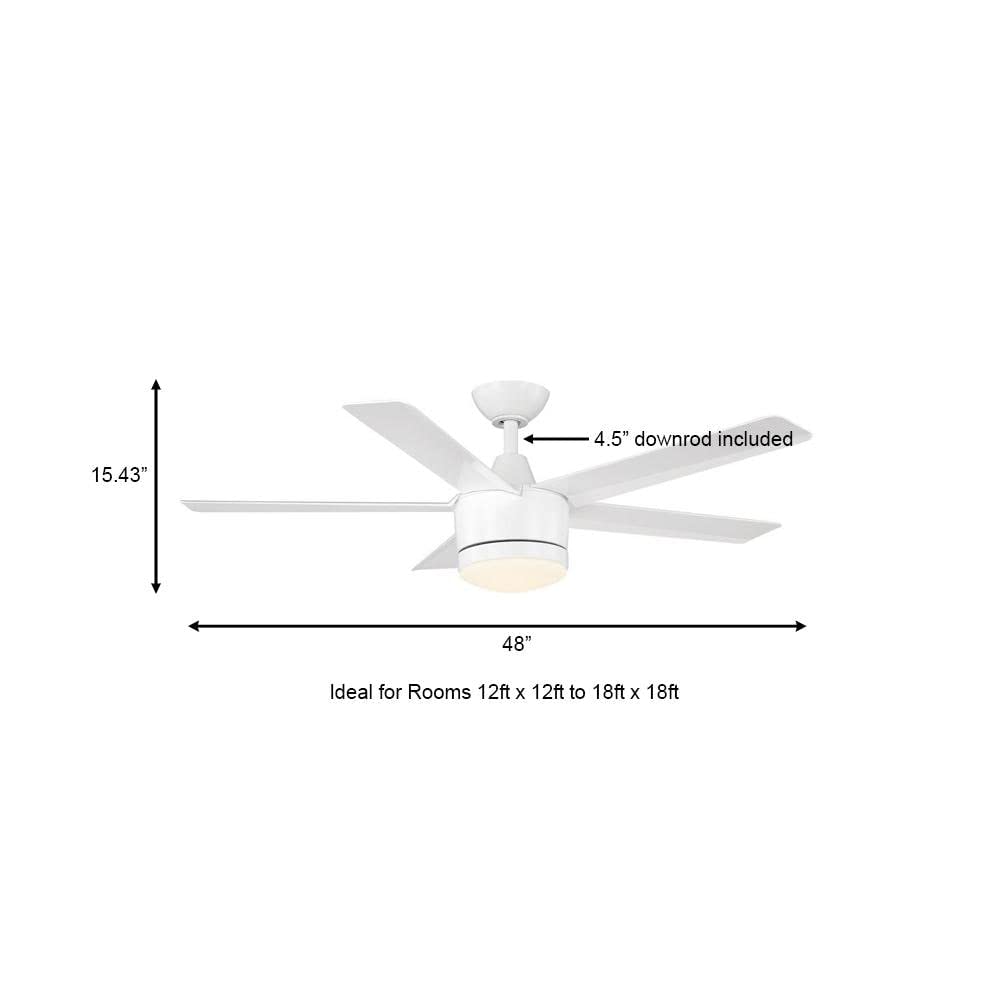 Merwry 48 in. Integrated LED Indoor White Ceiling Fan with Light Kit and Remote Control