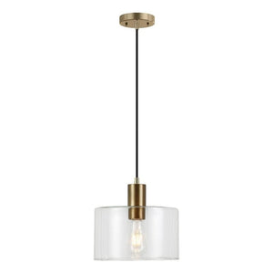 Henri 10" Wide Pendant with Glass Shade in Brass/Clear