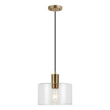 Henri 10" Wide Pendant with Glass Shade in Brass/Clear