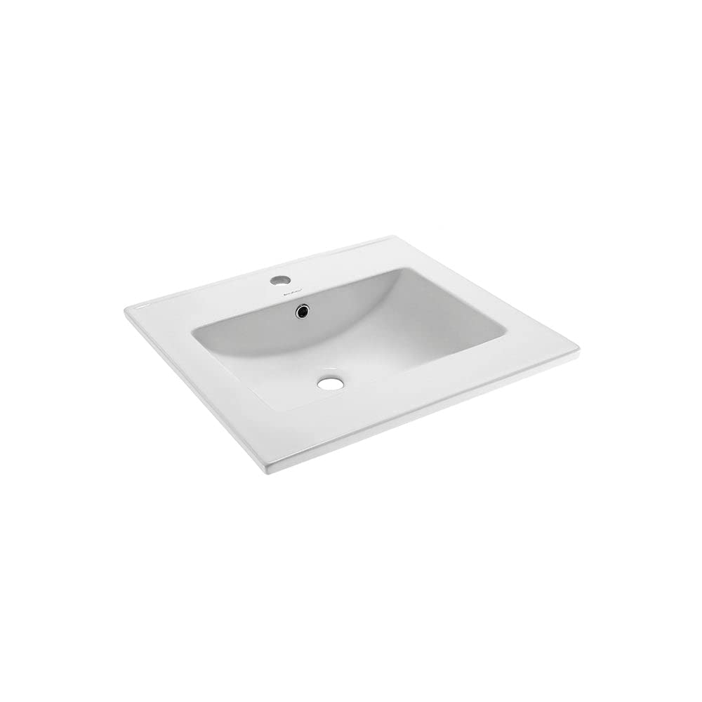 Swiss Madison Drop In Ceramic Well Made Forever Swiss Madison SM-VT324 Vanity Top, 18.5"D x 24.25"W x 6.75"H, Glossy White