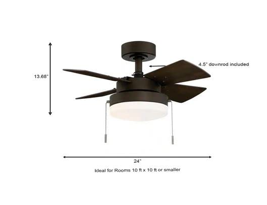 Hampton Bay Metarie II 24 in. Indoor Oil Rubbed Bronze Ceiling Fan with Light, Small