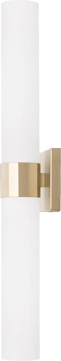 Capital Lighting 646221SF Sutton Transitional Minimalistic Soft White Glass Wall Sconce Bath Vanity Bar, 2-Light 200 Total Watts, 29" H x 5" W, Soft Gold