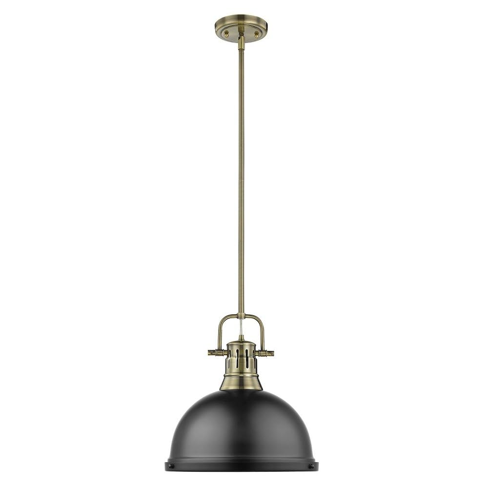 Golden Lighting 3604-L BLK Duncan Pendant, Matte Black with Matte Black Shade