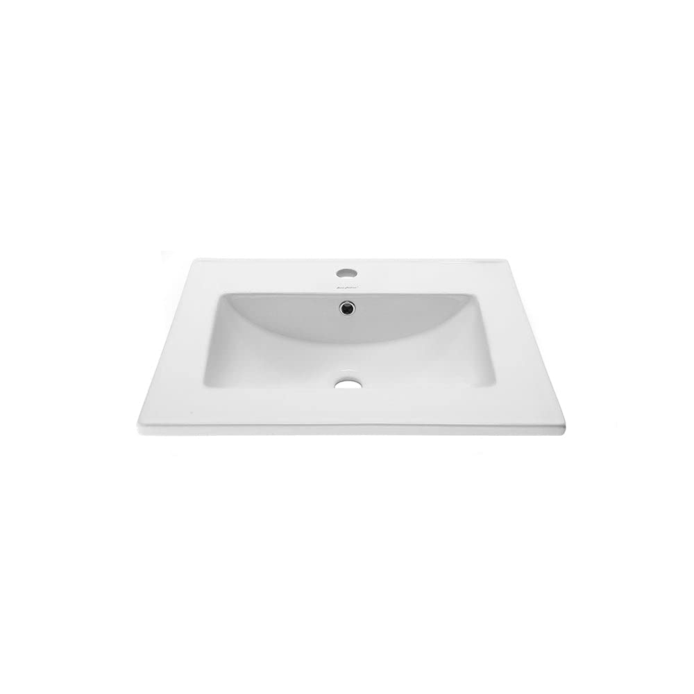 Swiss Madison Drop In Ceramic Well Made Forever Swiss Madison SM-VT324 Vanity Top, 18.5"D x 24.25"W x 6.75"H, Glossy White