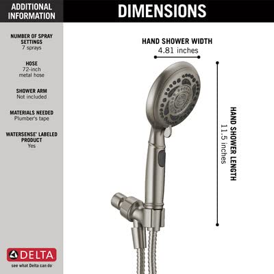 Delta 4.81 in. 7-Spray Handheld Shower Head in Spotshield Brushed Nickel