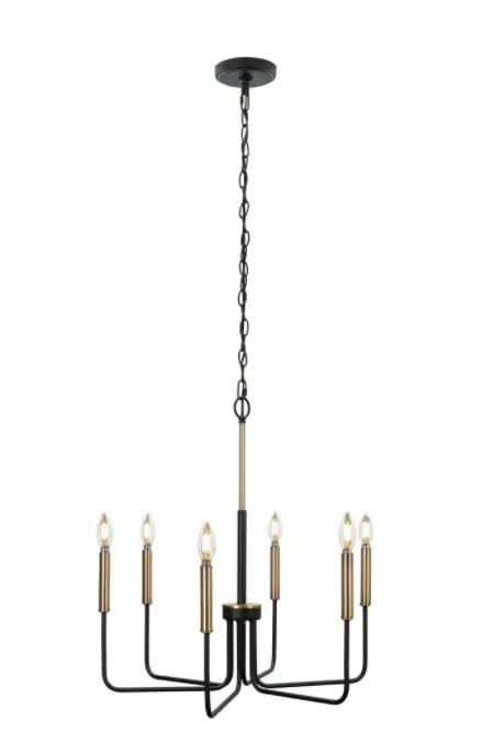 Belladonna Lawrence 6-Light Black and Gold Candlestick Chandelier