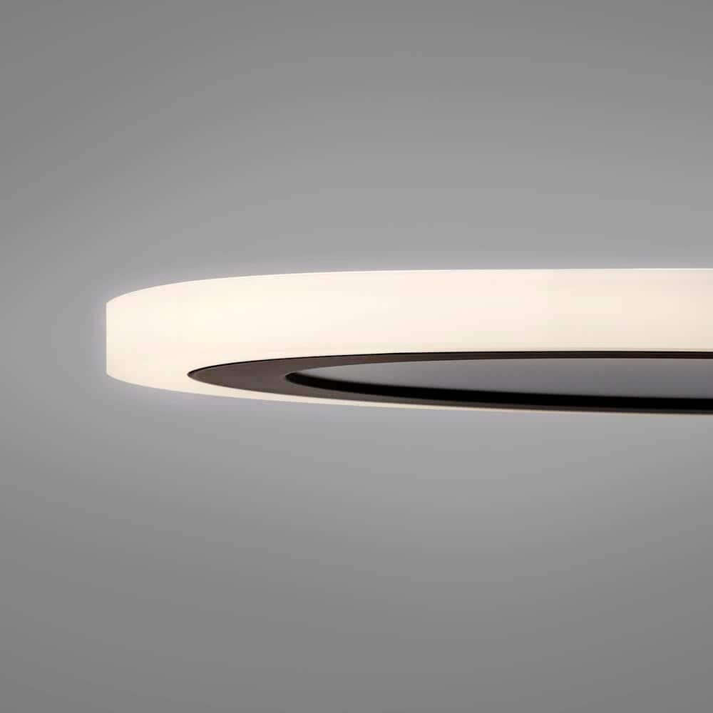 Clement 13 in. Round Black Flat Panel SW/BW/DL Color Choice Selectable LED with Night Light Flush Mount