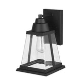 Donahue 1-Light Matte Black Hardwired Outdoor Indoor Wall Lantern Sconce with Clear Glass Shade