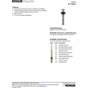 Kohler 7129-A-BL Sink Drain, Matte Black