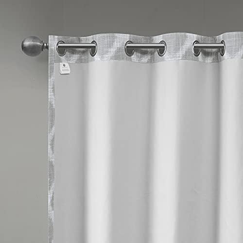 Sun Smart Blakesly Blackout Curtains Patio Window, Ikat Print, Grommet Top Living Room Decor, Living Room Decor, Thermal Insulated Light Blocking Drape for Bedroom and Apartments, 100" x 84", Grey