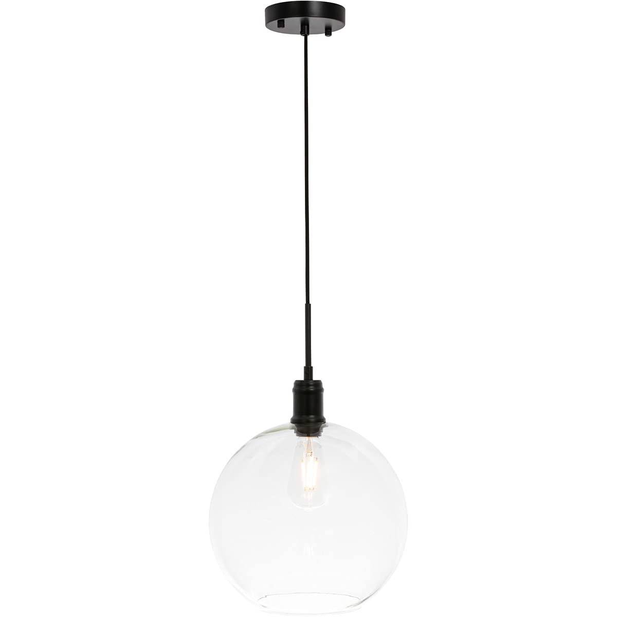 Living District Emett 1-Light Metal Pendant in Black and Clear Glass Finish