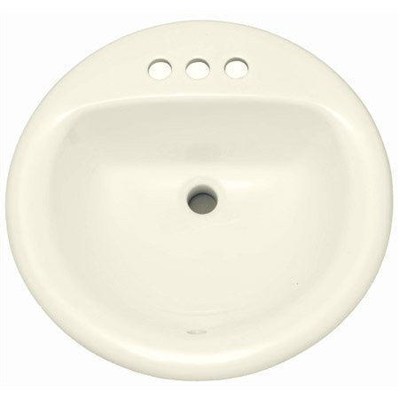 PROFLO PF194R Rockaway 19" Circular Vitreous China Drop In Bathroom Sink with Overflow and 3 Faucet Holes at 4" Centers - Biscuit