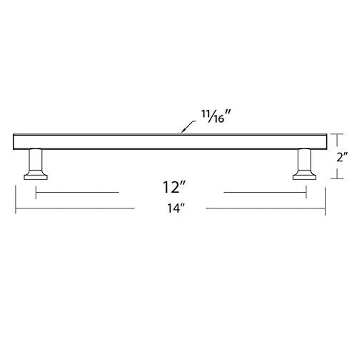 Emtek Freestone Appliance Pull Available as Single, Back to Back (BTB), or Concealed Surface (CS) in 6 Finishes - 87001US15 - (Center to Center 12" Single) - Satin Nickel (US15)