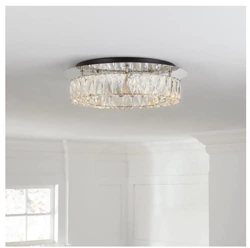 Keighley Crystal 100-Watt Polished Chrome Integrated LED Flush Mount