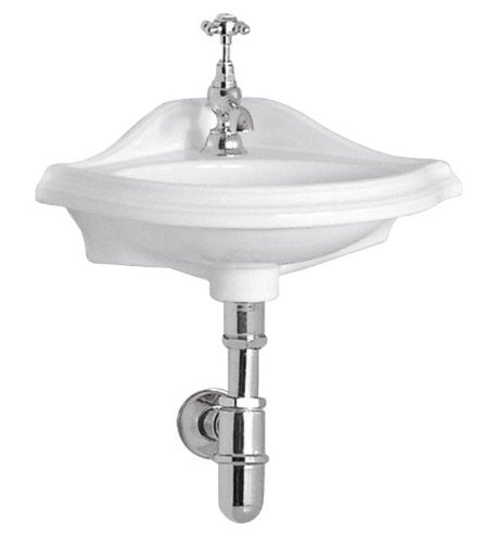 Whitehaus AR036-WH Corner Wall-Mount Lavatory Basin, White