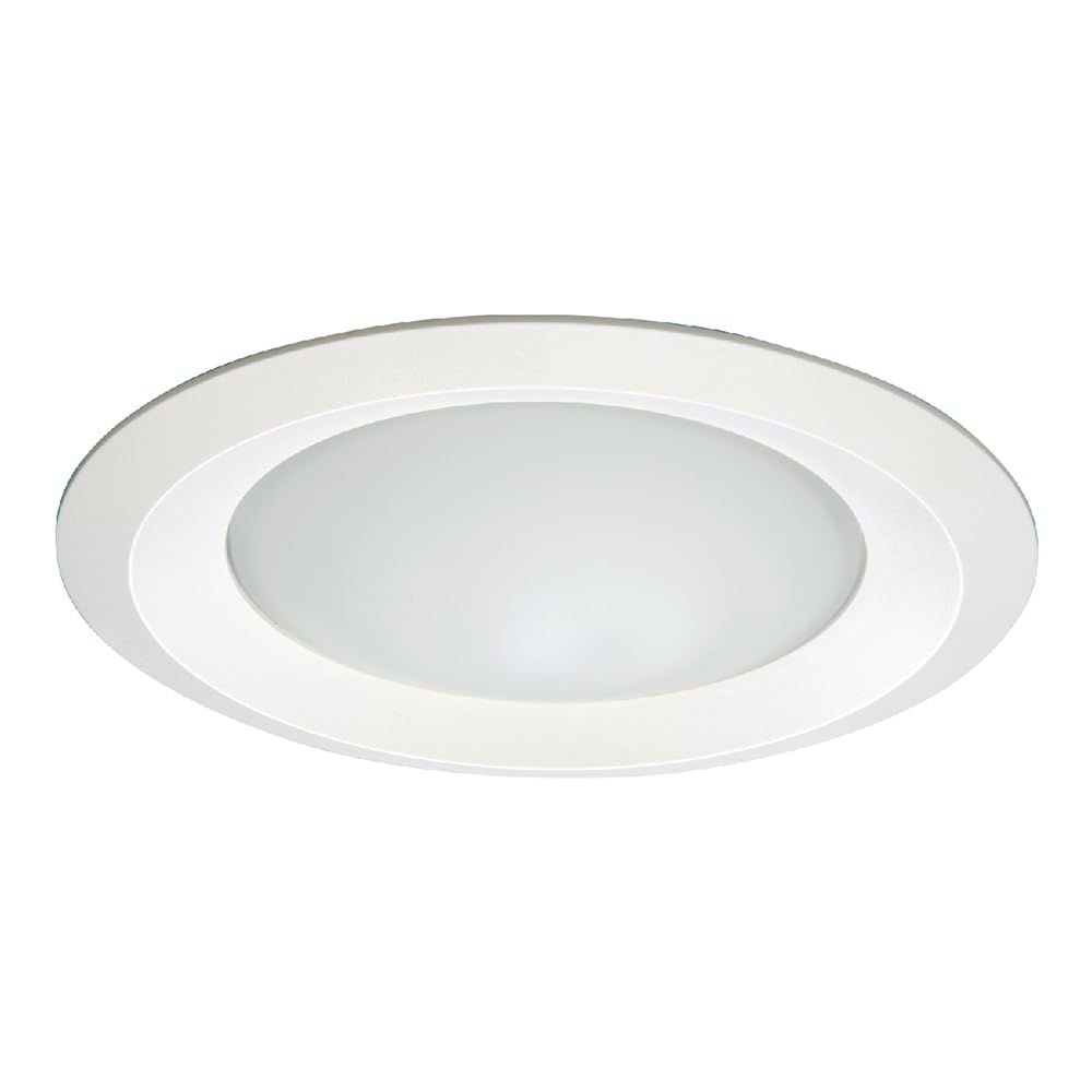 HALO E26 Series 6 in. White Recessed Ceiling Light Fixture Trim with Frosted Glass Lens, Wet Rated Shower Light