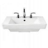 American Standard 641001.222 Boulevard Ceramic Pedestal Rectangular Bathroom sink, 24" L x 19" W x 7" H, Linen