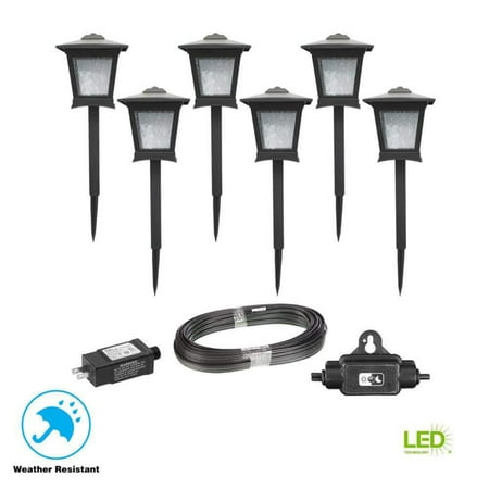 Hampton Bay Low Voltage Black LED Integrated Path Light Kit (6-Pack)