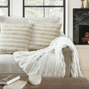 Better Homes & Gardens Faux Fur Throw Blanket  50 x60   Ruched Faux Fur  White