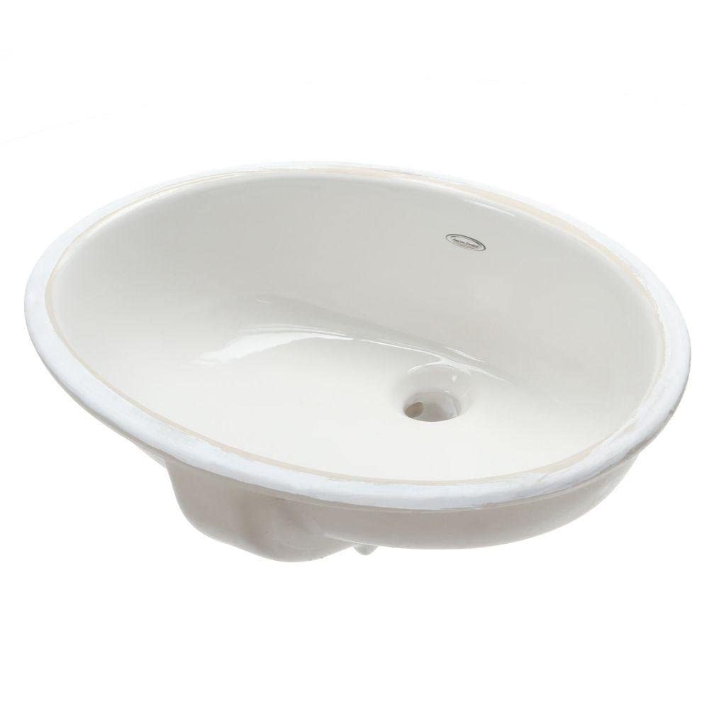 American Standard 496221.020 Ovalyn Ceramic undermount Oval Bathroom sink, 19.6" L x 17.6" W x 9" H, White