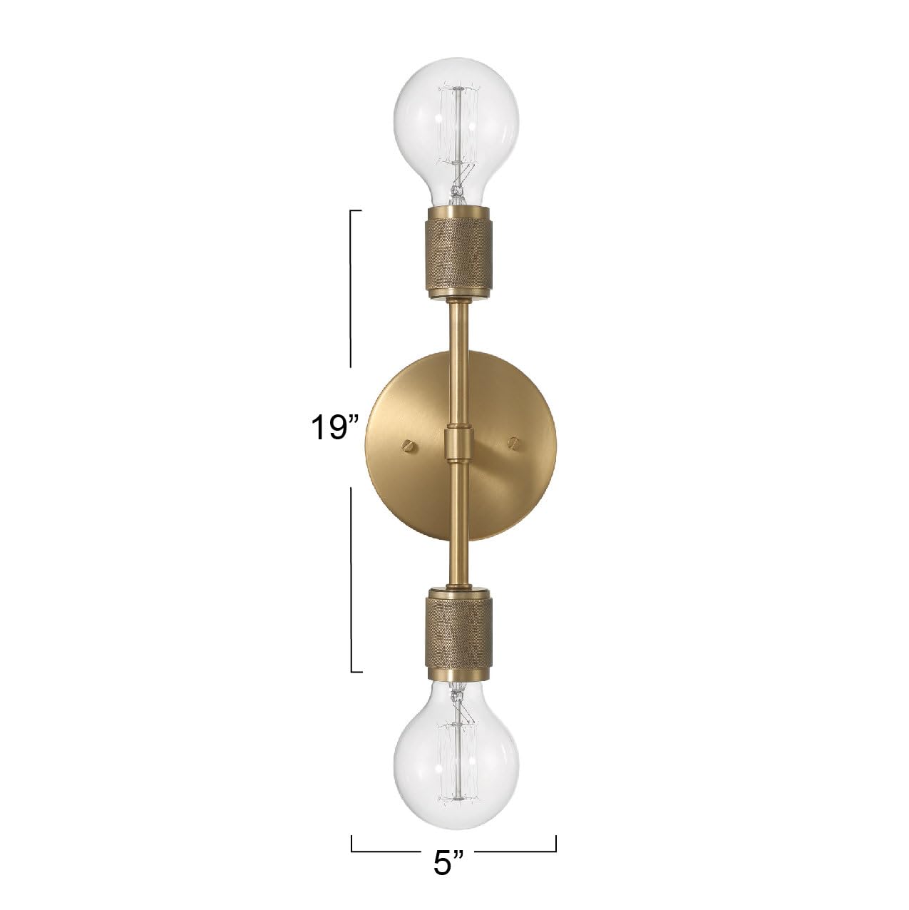 Robert Stevenson Lighting Maxim - Modern Minimalist Metal Exposed 2-Bulb Wall Sconce, Gold