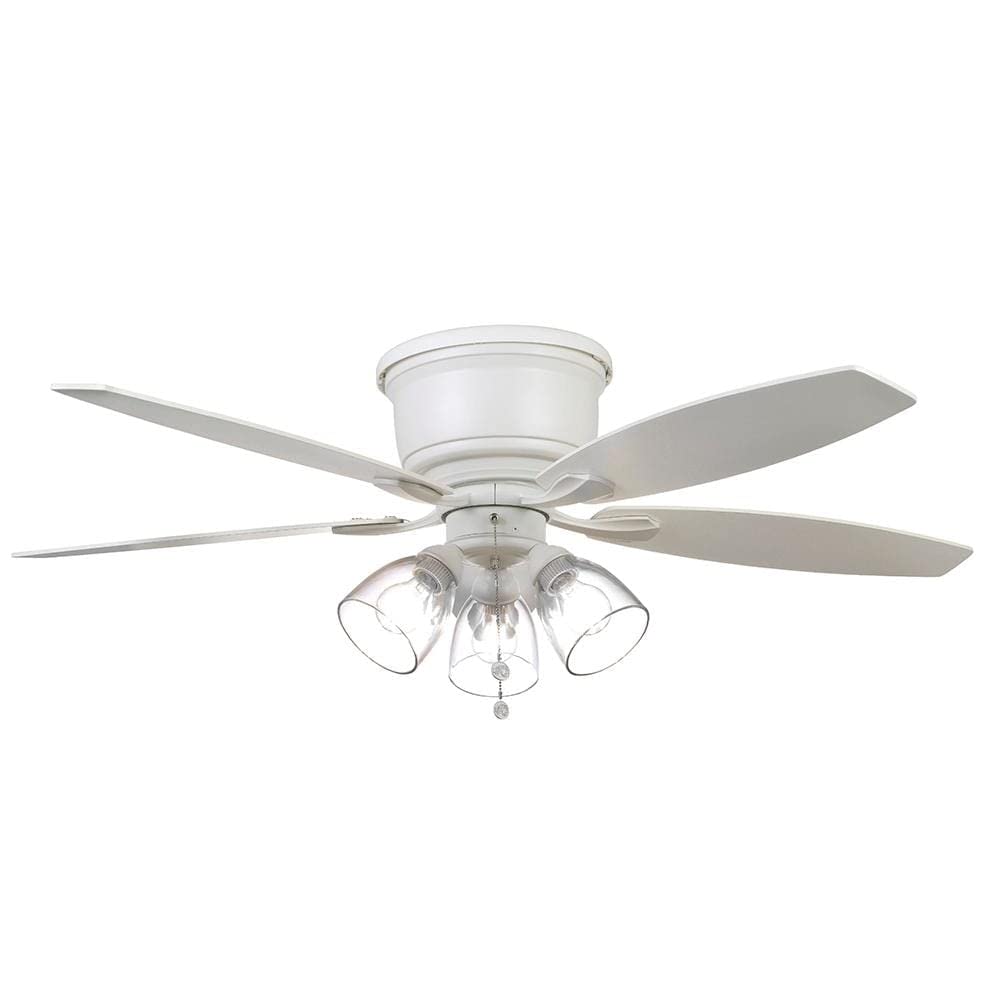 Hampton Bay Stoneridge 52 in. Matte White Hugger LED Ceiling Fan with Light Kit