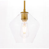 Elegant Lighting Living District Indoor Modern Home Decorative Bright Ceiling Gene 1 Light Brass and Clear Glass Pendant