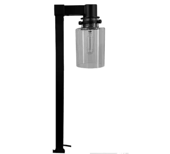 Hampton Bay Lighting Low Voltage Black Integrated LED Path Light with Seeded Glass and Classic Style Bulb