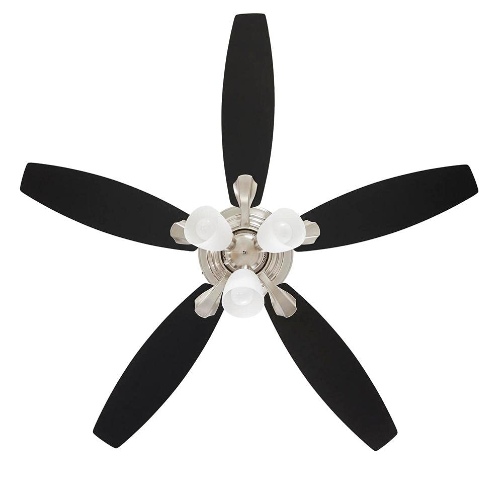 Hampton Bay Sidlow 52 in. Indoor LED Brushed Nickel Hugger Dry Rated Ceiling Fan with 5 QuickInstall Reversible Blades and Light Kit, (52151)