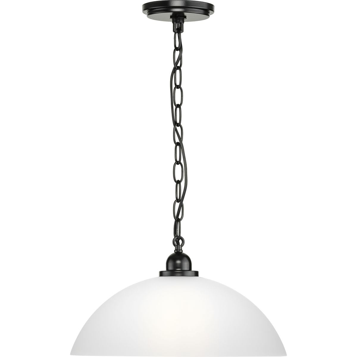 Progress Lighting Classic Dome Collection One-Light Matte Black Transitional Pendant