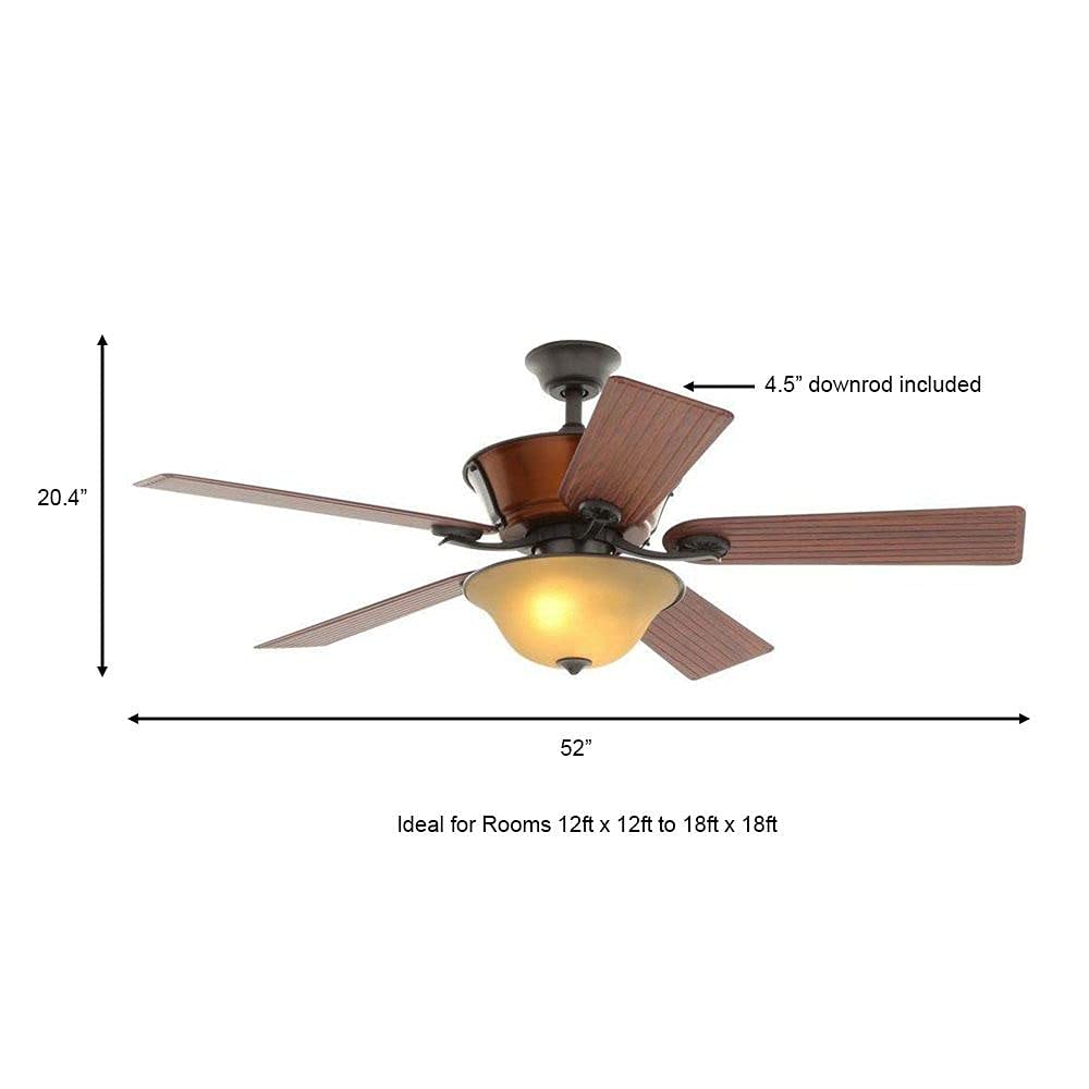 Hampton Bay Radcliffe 52 in. Indoor/Outdoor Natural Iron Ceiling Fan with Light Kit and Remote Control