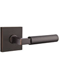 Square Rosette Door Set with Hercules Levers Right Hand Privacy in Matte Black