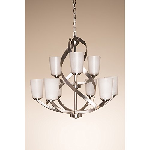 Kichler Layla 26.26-in 9-Light Brushed Nickel Etched Glass Shaded Chandelier