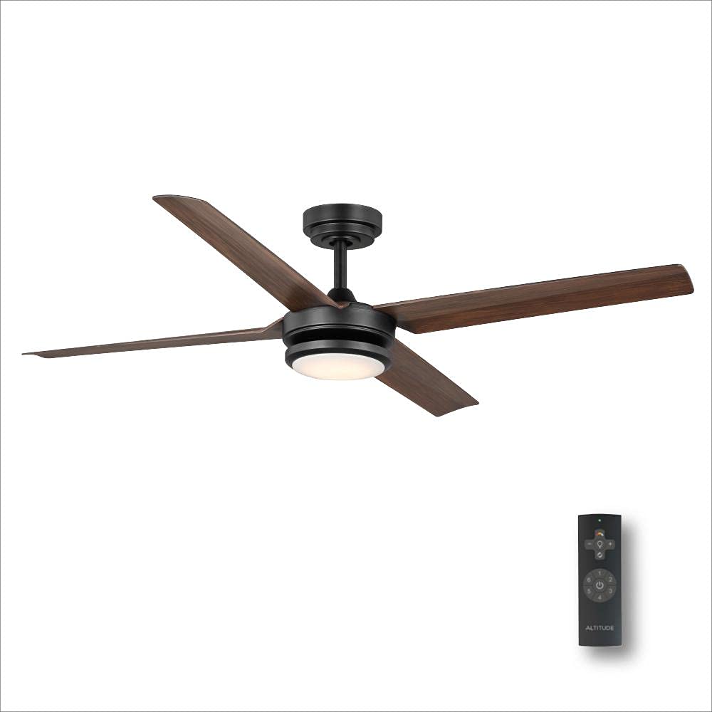 Altitude Laritza 108L56MBKDB Ceiling Fan 56 - Matte Black fan motor with Dark Brown Wood fan blades, Dark Brown/