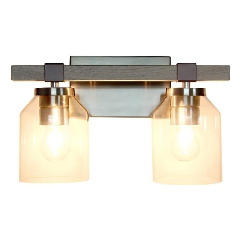 All The Rages Barnlit 2-Light Metal & Glass Vanity Fixture in Brushed Nickel