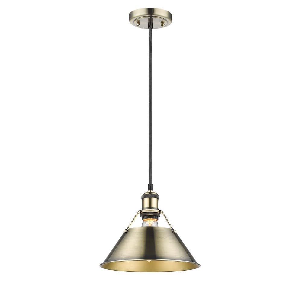 Golden Lighting 3306-M PW-BLK Orwell Pendant, Pewter with Black Shade