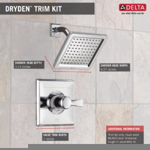 Delta Faucet Dryden 14 Series Single-Function Shower Faucet Set, Full Body Spray Shower Head, Gold Shower Faucet, Delta Shower Trim Kit, Champagne Bronze T14251-CZ (Valve Not Included)