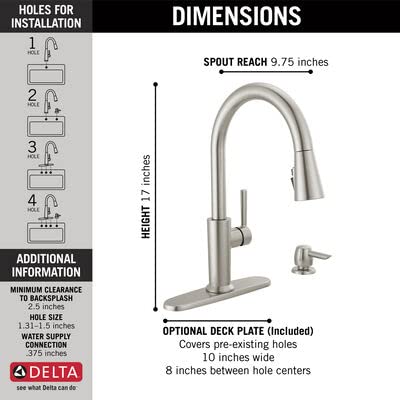 DELTA Emery Single-Handle Pull-Down Sprayer Kitchen Faucet with ShieldSpray and Soap Dispenser in SpotShield Stainless Steel