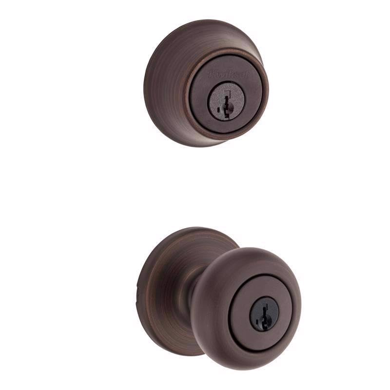 Kwikset SmartKey Security Classic Venetian Bronze Entry Knob and Single Cylinder Deadbolt KW1 2-3/4