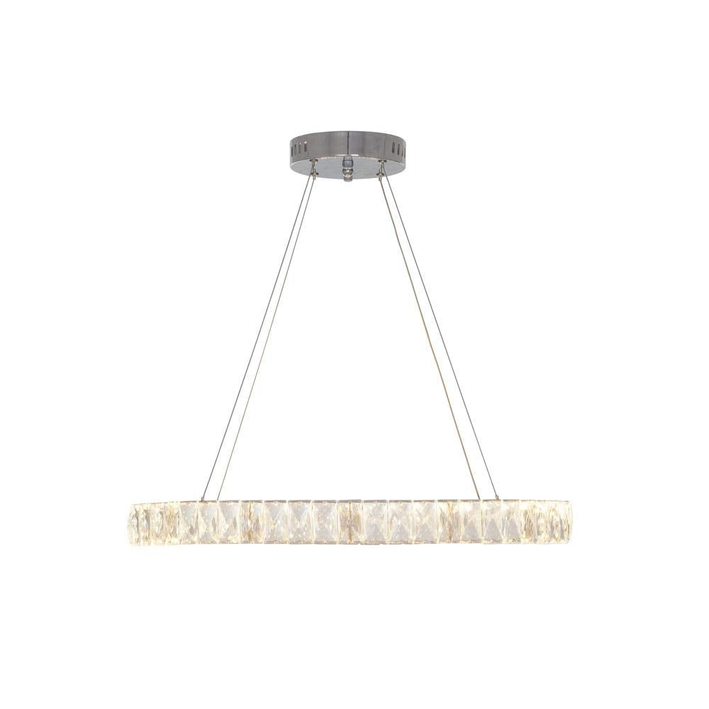 Alsy 26-Watt Chrome Integrated LED Pendant with Clear Crystals