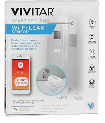 Vivitar WT12 Smart Home WiFi Leak Sensor, Sends Alert Once Water is Detected, Simple Wi-Fi Setup, Individual Tag Settings, Super Low Energy Consumption, Works with iOS and Android Devices, White