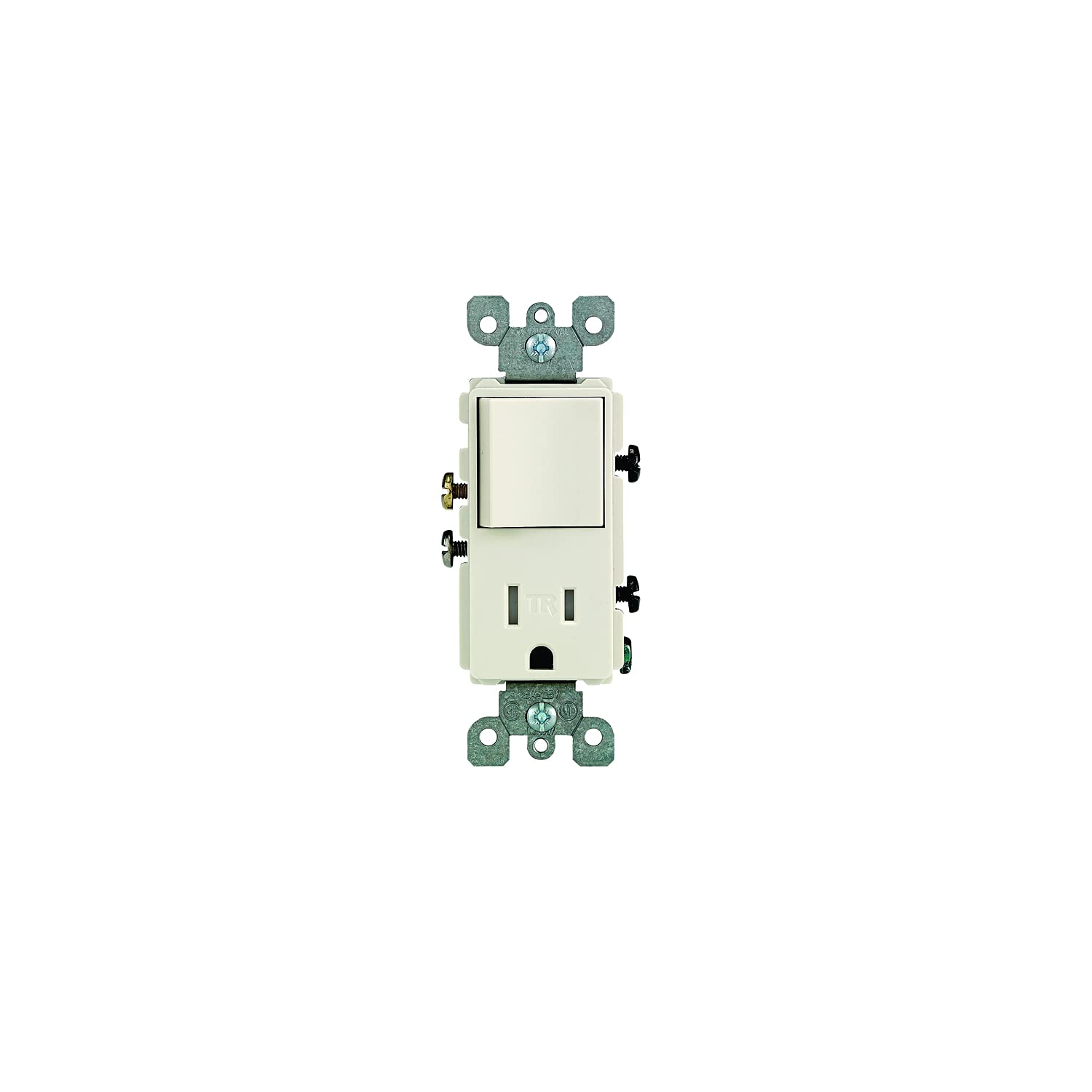 Leviton R66-T5625-0TS Light Almond Single Pole Switch & Receptacle Combination