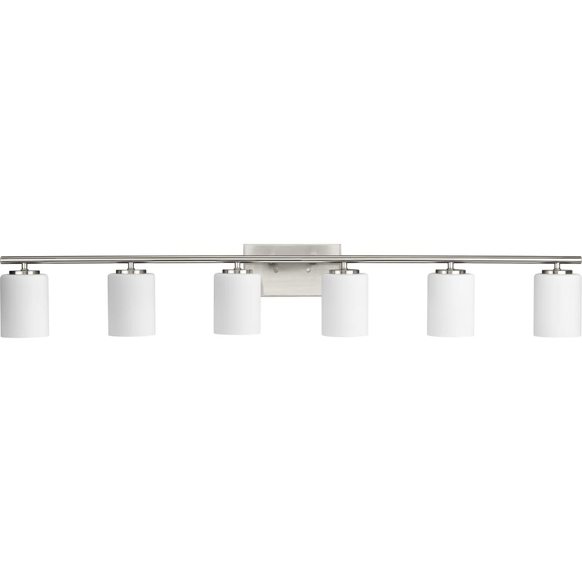 Progress Lighting Replay Collection 48 in. 6-Light Brushed Nickel Etched White Glass Modern Bath Vanity Light